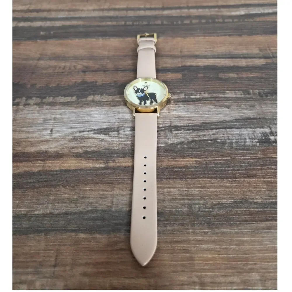 Kate Spade New York Grand Metro French Bulldog Woman's Watch Gold and Blush